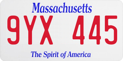 MA license plate 9YX445