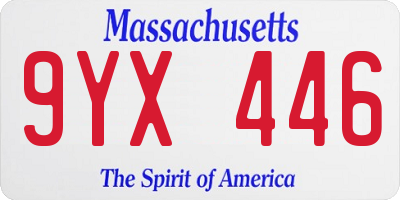 MA license plate 9YX446