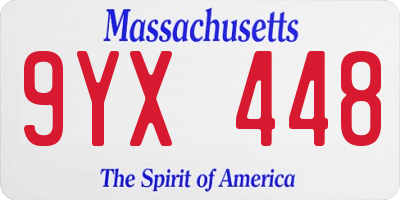 MA license plate 9YX448