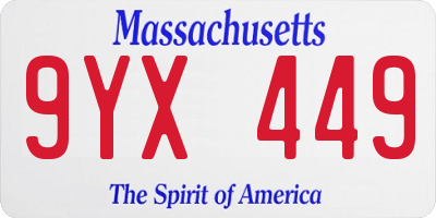 MA license plate 9YX449