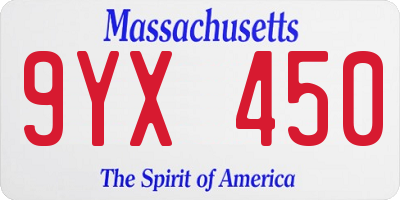 MA license plate 9YX450