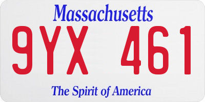 MA license plate 9YX461