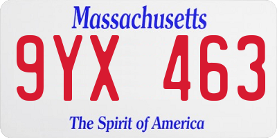 MA license plate 9YX463