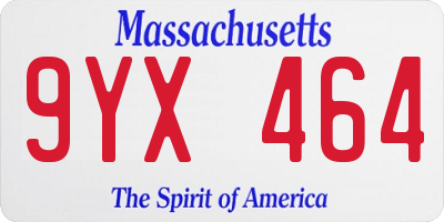 MA license plate 9YX464