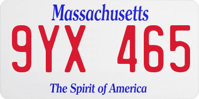 MA license plate 9YX465