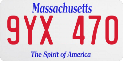 MA license plate 9YX470