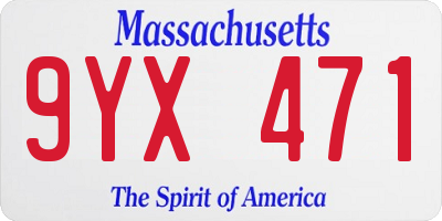 MA license plate 9YX471