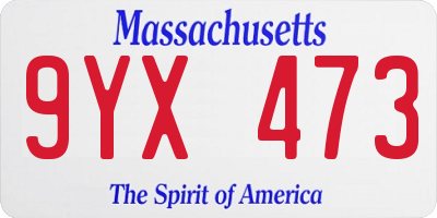 MA license plate 9YX473