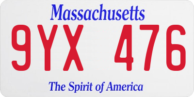 MA license plate 9YX476