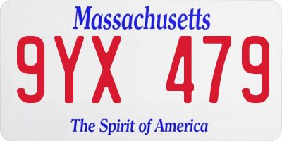 MA license plate 9YX479