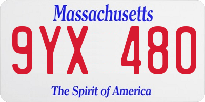 MA license plate 9YX480