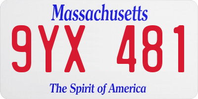 MA license plate 9YX481