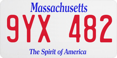 MA license plate 9YX482
