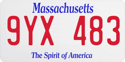 MA license plate 9YX483