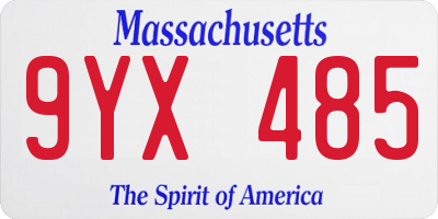 MA license plate 9YX485