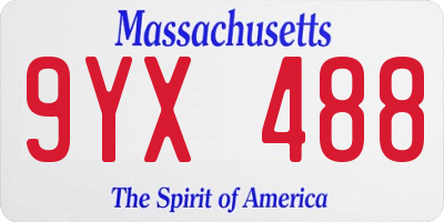 MA license plate 9YX488