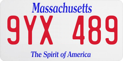 MA license plate 9YX489