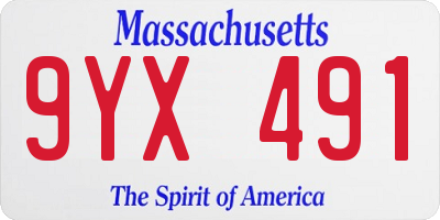 MA license plate 9YX491