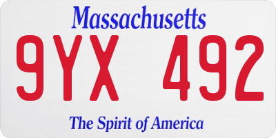 MA license plate 9YX492