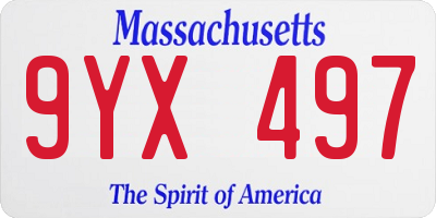 MA license plate 9YX497