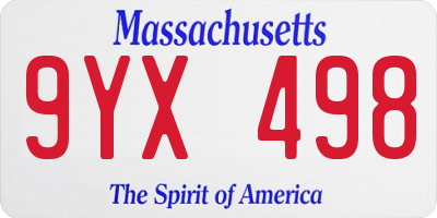 MA license plate 9YX498