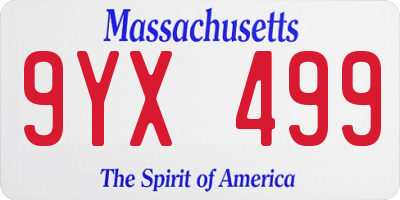 MA license plate 9YX499