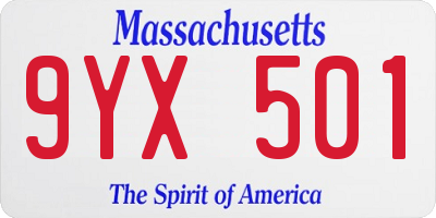 MA license plate 9YX501