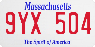 MA license plate 9YX504