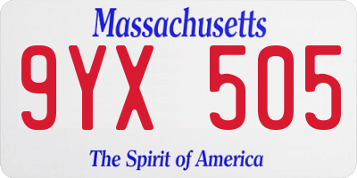 MA license plate 9YX505