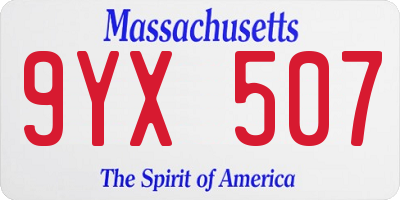 MA license plate 9YX507