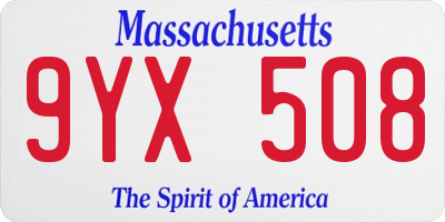 MA license plate 9YX508