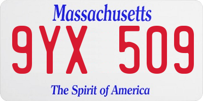 MA license plate 9YX509