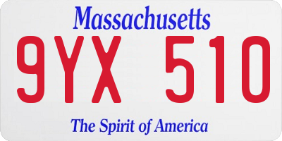 MA license plate 9YX510