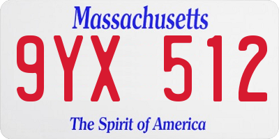 MA license plate 9YX512