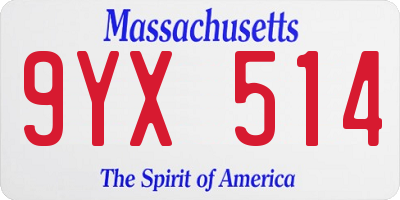 MA license plate 9YX514