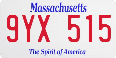 MA license plate 9YX515