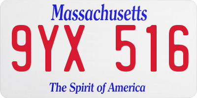 MA license plate 9YX516