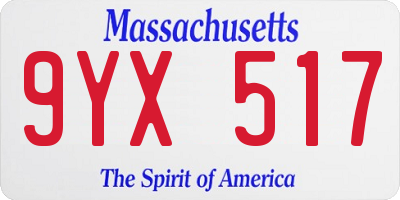 MA license plate 9YX517