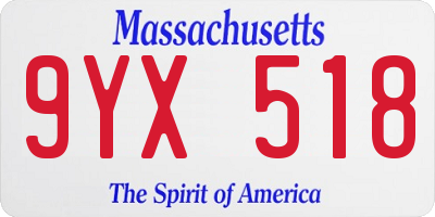 MA license plate 9YX518