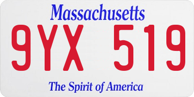 MA license plate 9YX519