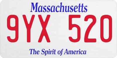 MA license plate 9YX520