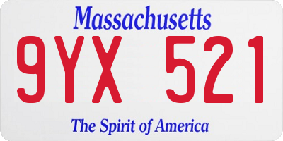 MA license plate 9YX521