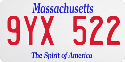 MA license plate 9YX522