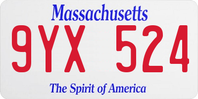 MA license plate 9YX524