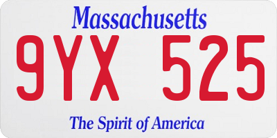 MA license plate 9YX525