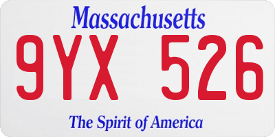 MA license plate 9YX526