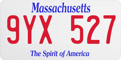 MA license plate 9YX527