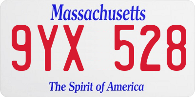 MA license plate 9YX528