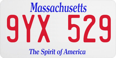 MA license plate 9YX529