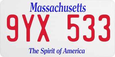 MA license plate 9YX533